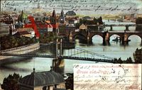 Praha Prag, Blick von den Rudolfsanlagen auf die Stadt, Brücken