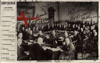 Conferenza di Locarno, 5 Okt 1925, Chamberlain, Mussolini, Stresemann