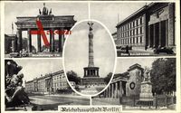 Berlin, Brandenburger Tor, Siegessäule, Neue Reichskanzlei, Stadtschloss
