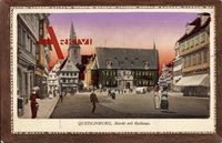 Passepartout Quedlinburg Harz, Markt mit Rathaus und Geschäften