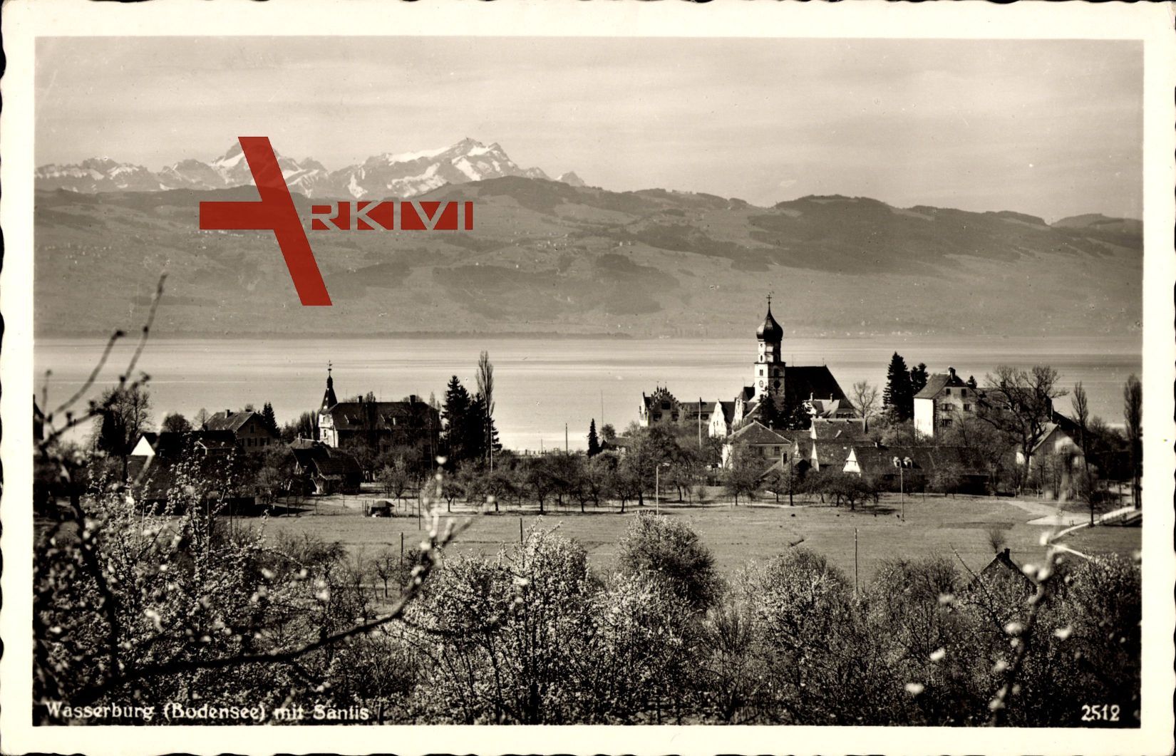 Wasserburg am Bodensee, Teilansicht des Ortes mit Säntis