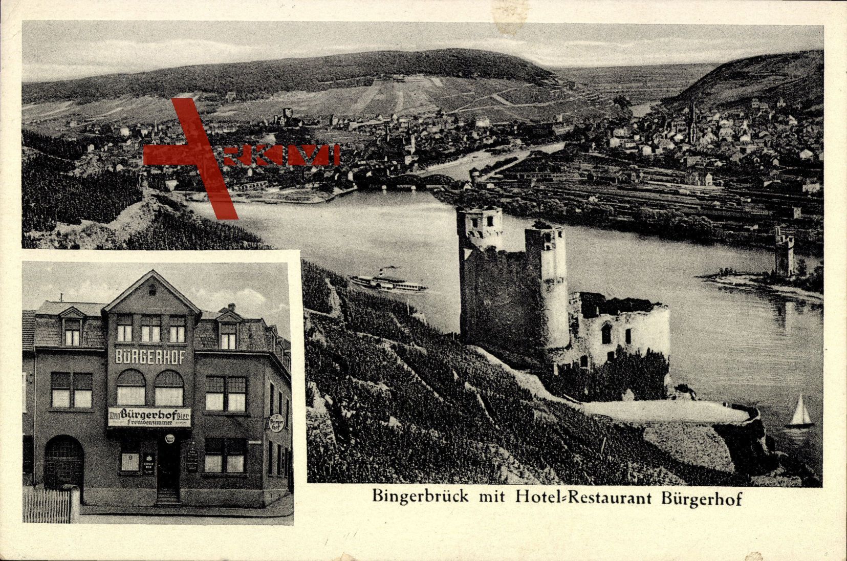 Bingerbrück Bingen am Rhein, Blick zum Hotel Restaurant Bürgerhof, Panorama