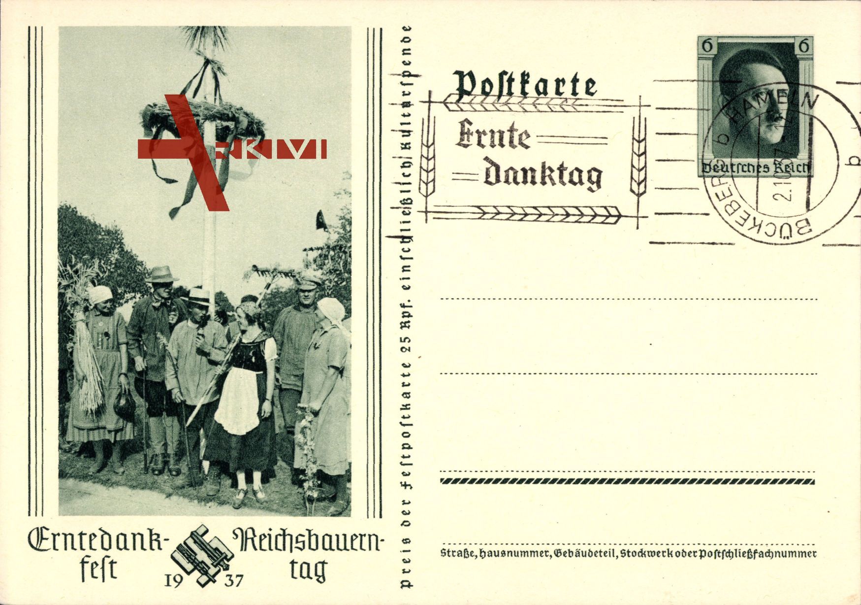 Ganzsachen Erntedankfest, Reichsbauerntag, 1937, Maibaum
