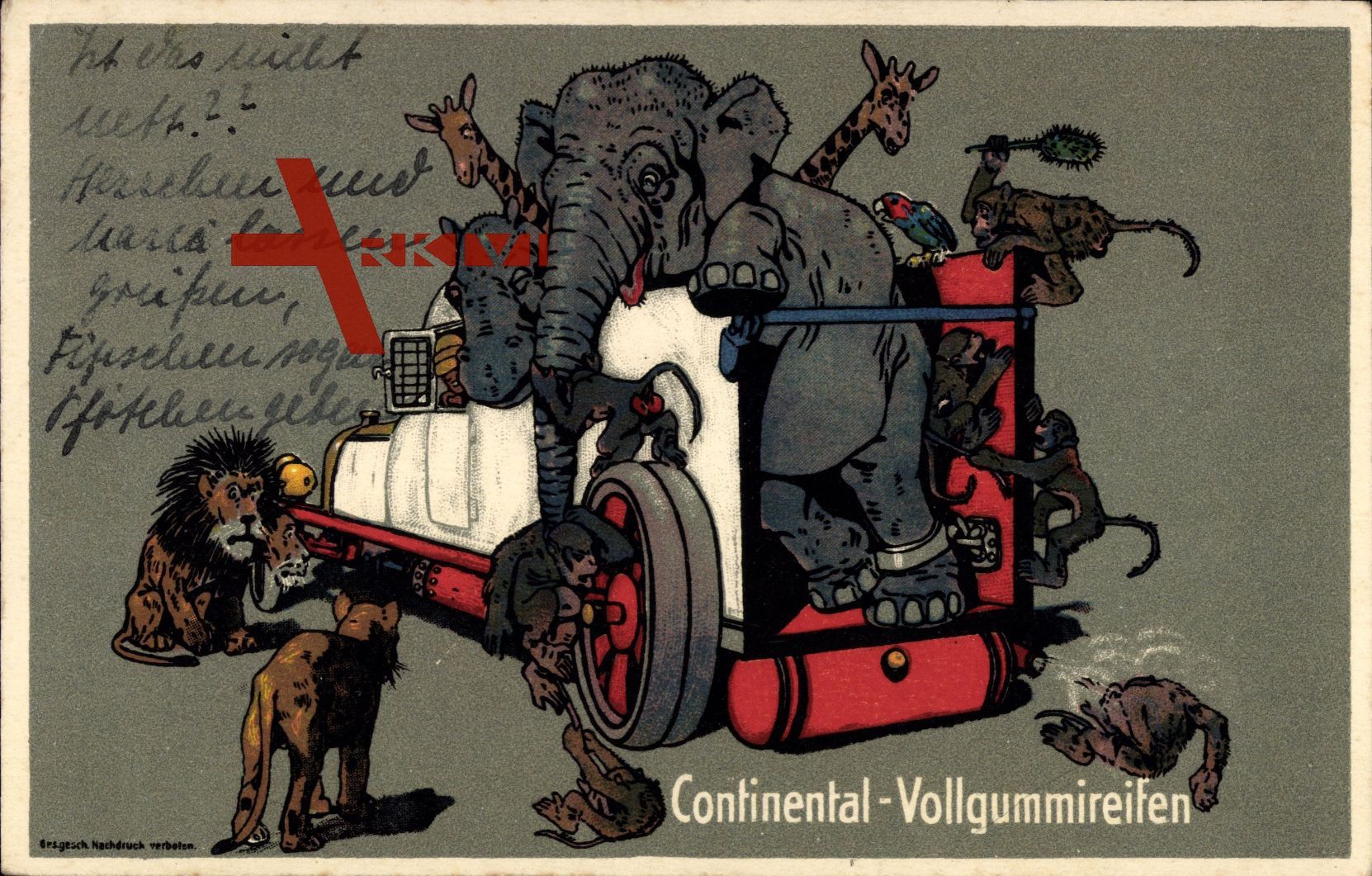 Continental Vollgummireifen, Elefant, LKW, Giraffen, Reklame