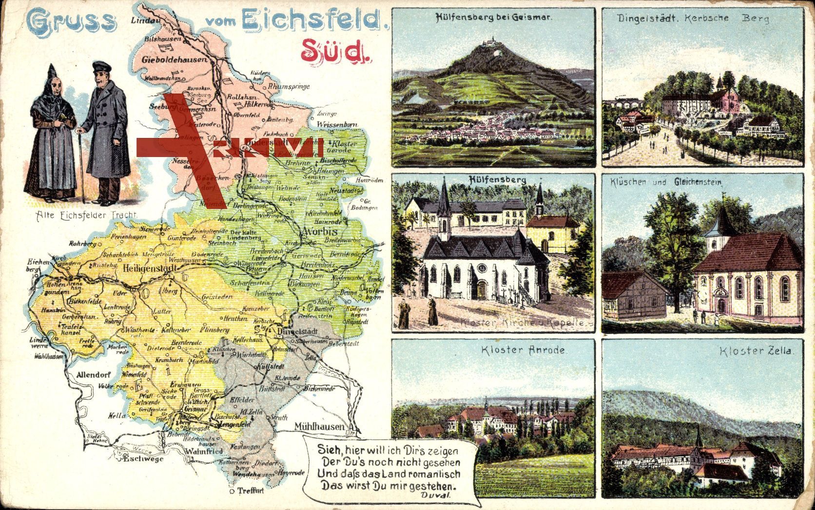 Landkarten Geismar, Hülfensberg, Tracht, Kloster Anrode, Zella