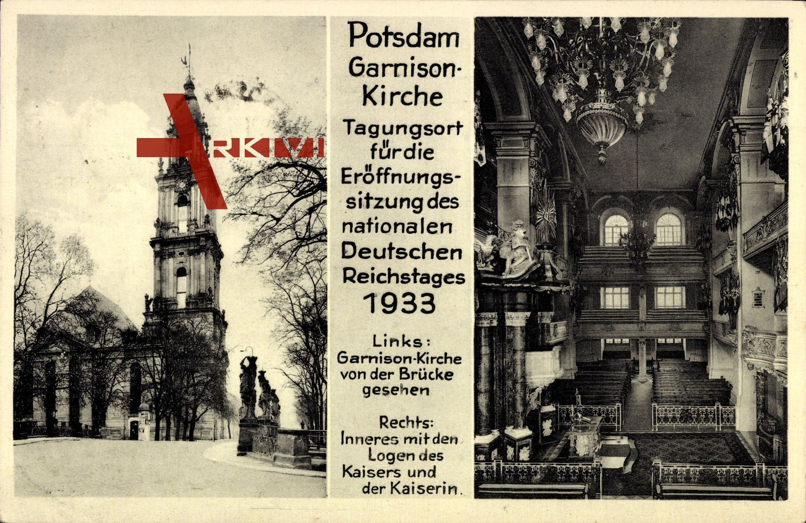 Potsdam, Innenansicht und Aussenansicht der Garnison Kirche, Kaiserloge