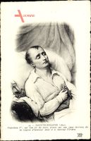 Sainte Helene, Napoléon 1er sur son lit de mort, 1821, coeur la croix honneur