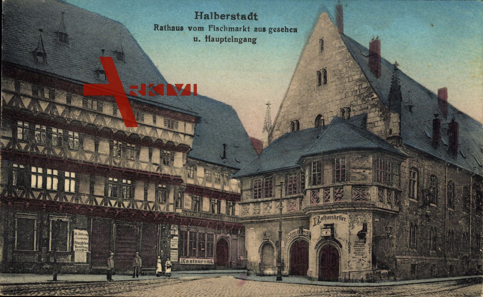 Halberstadt in Sachsen Anhalt, Rathaus vom Fischmarkt aus, Haupteingang