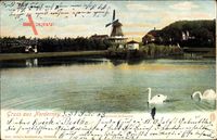 Norderney Kreis Aurich, Blick vom Wasser auf Napoleon Schauze, Windmühle