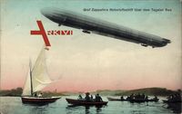 Berlin Tegel, Graf Zeppelin's Motorluftschiff über dem Tegeler See