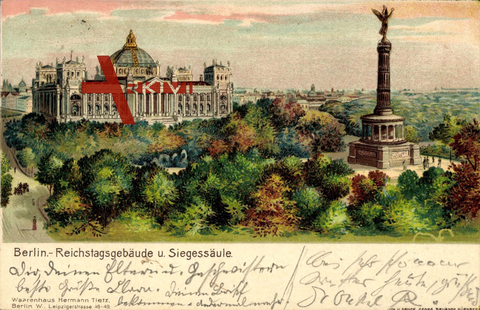 Berlin Tiergarten, Blick auf Reichstagsgebäude und Siegessäule