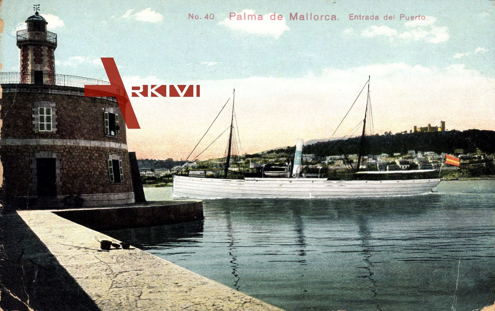 Palma de Mallorca Balearen, Einfahrt in den Hafen, Segelboot
