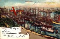 Hamburg, Niederhafen aus der Vogelschau, Segelschiffe