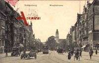 Berlin Schöneberg, Hauptstraße, Kirchturm, Gleise, Oldtimer, Passanten