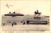 Cherbourg, Paquebot Bremen, Norddeutscher Lloyd Bremen, Statue de Napoleon I