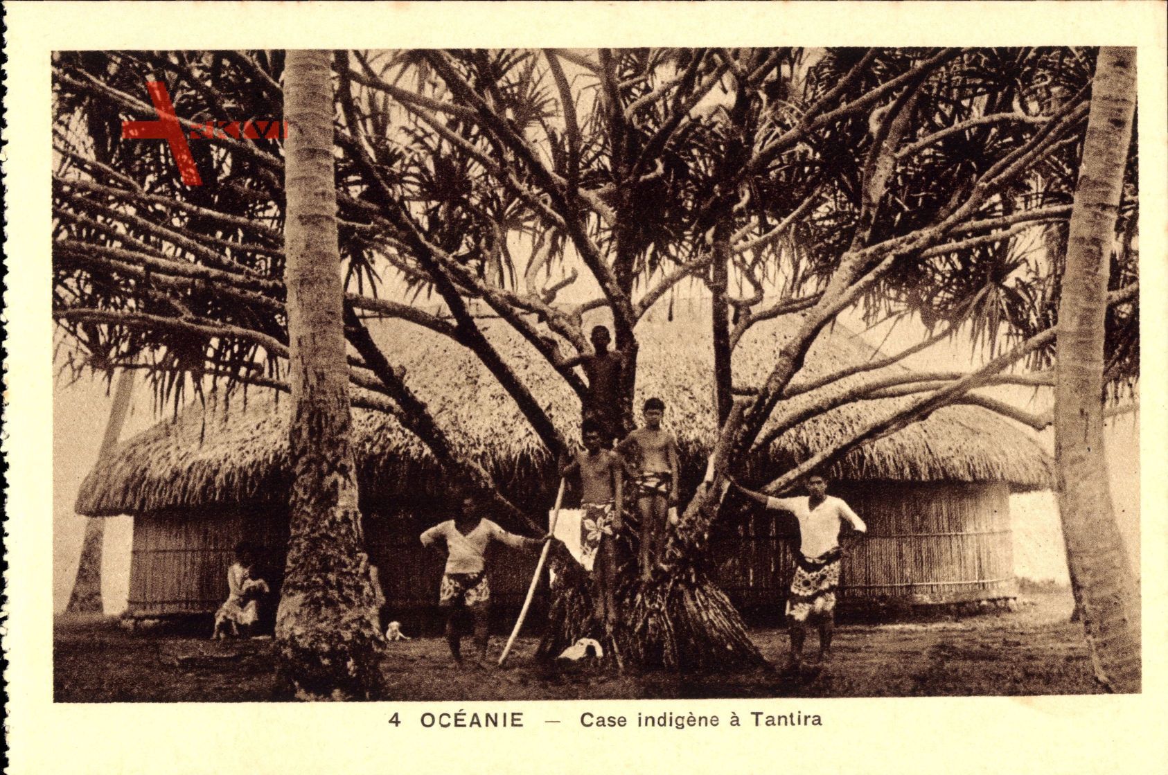 Tantira Tahiti, Case indigene, Einheimische, Strohhütten