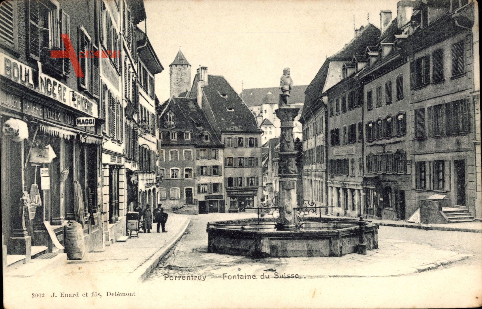 Porrentruy Pruntrut Kt. Jura, Fontaine du Suisse, Brunnen, Boulangerie