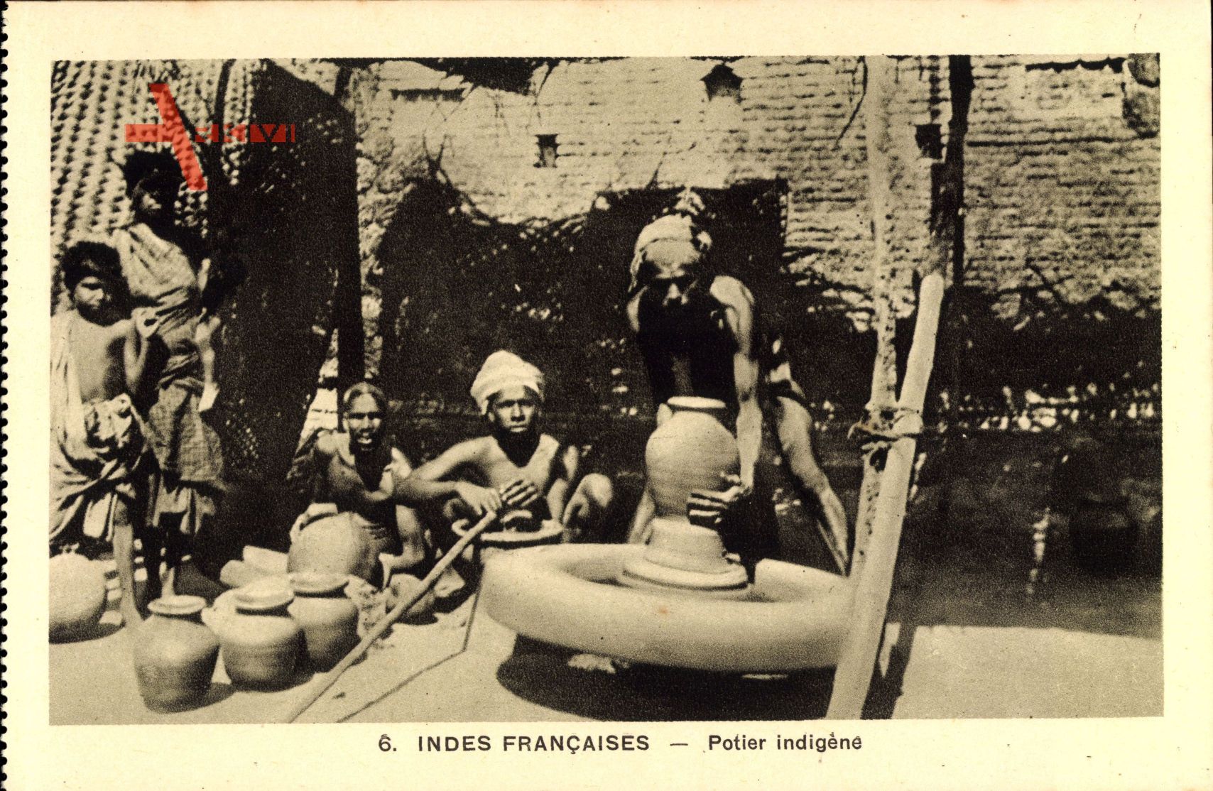 Indes Francaises, Potier indigène, Indischer Töpfer bei der Arbeit