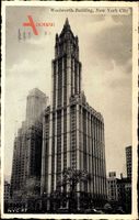New York City USA, street view with Woolworth Building, facade