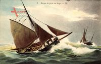 Segelschiffe bei starkem Wellengang, Barque de peche au large, C 104