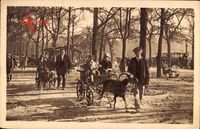Paris, Ziegenwagen auf den Champs Elysees, Omnibus, Passanten