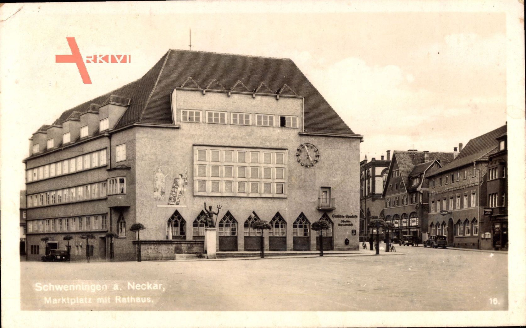 Villingen Schwenningen im Schwarzwald, Blick auf Marktplatz mit Rathaus