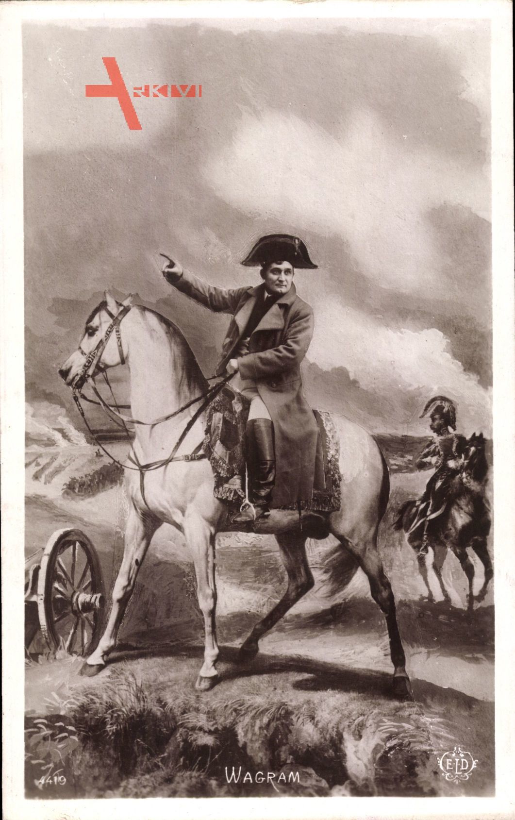 Napoleon auf weißem Pferd, Wagram, Schlachtfeld