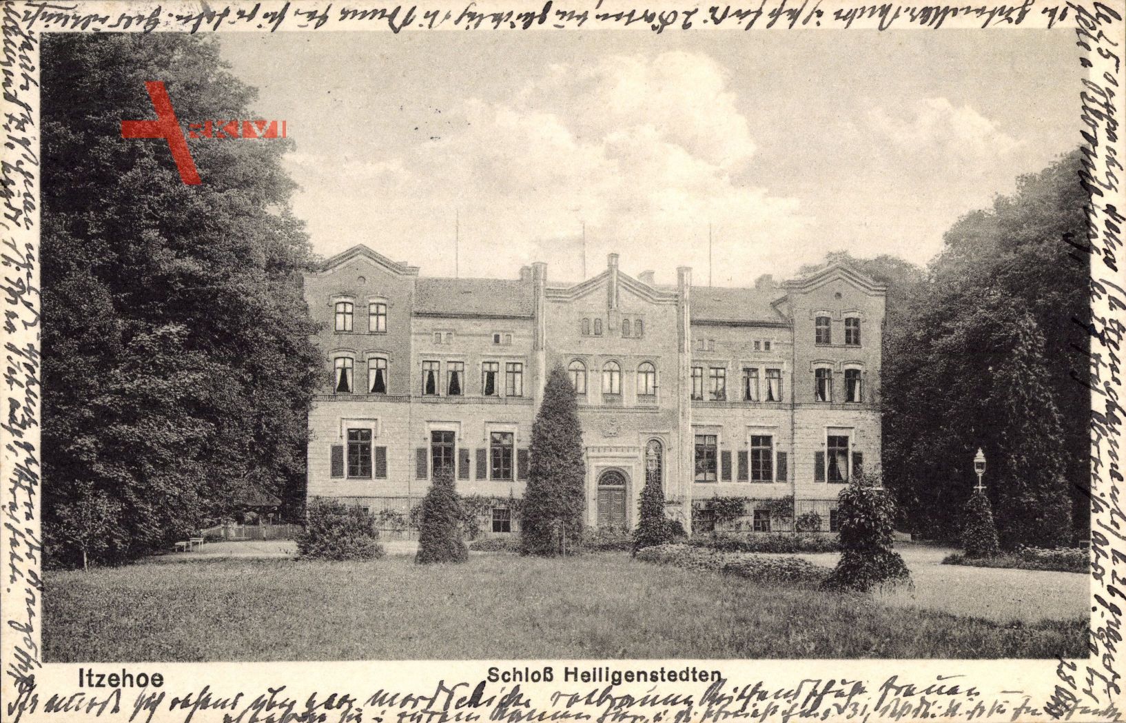 Itzehoe in Schleswig Holstein, Blick auf Schloss Heiligenstedten, Parkpartie
