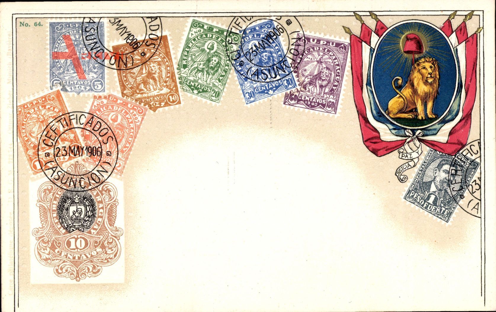 Briefmarken Ceftificados Asuncion, Wappen, 30 Centavos