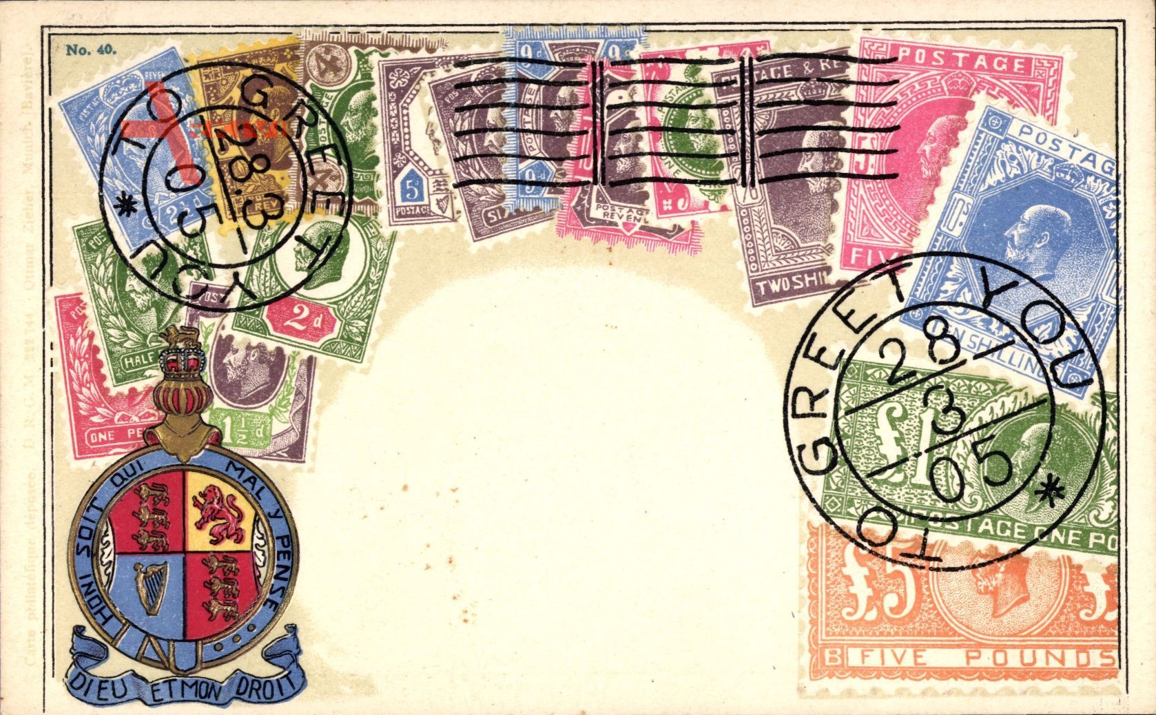 Briefmarken Great Britain, Großbritannien, Dieu et Mon Droit, 1905