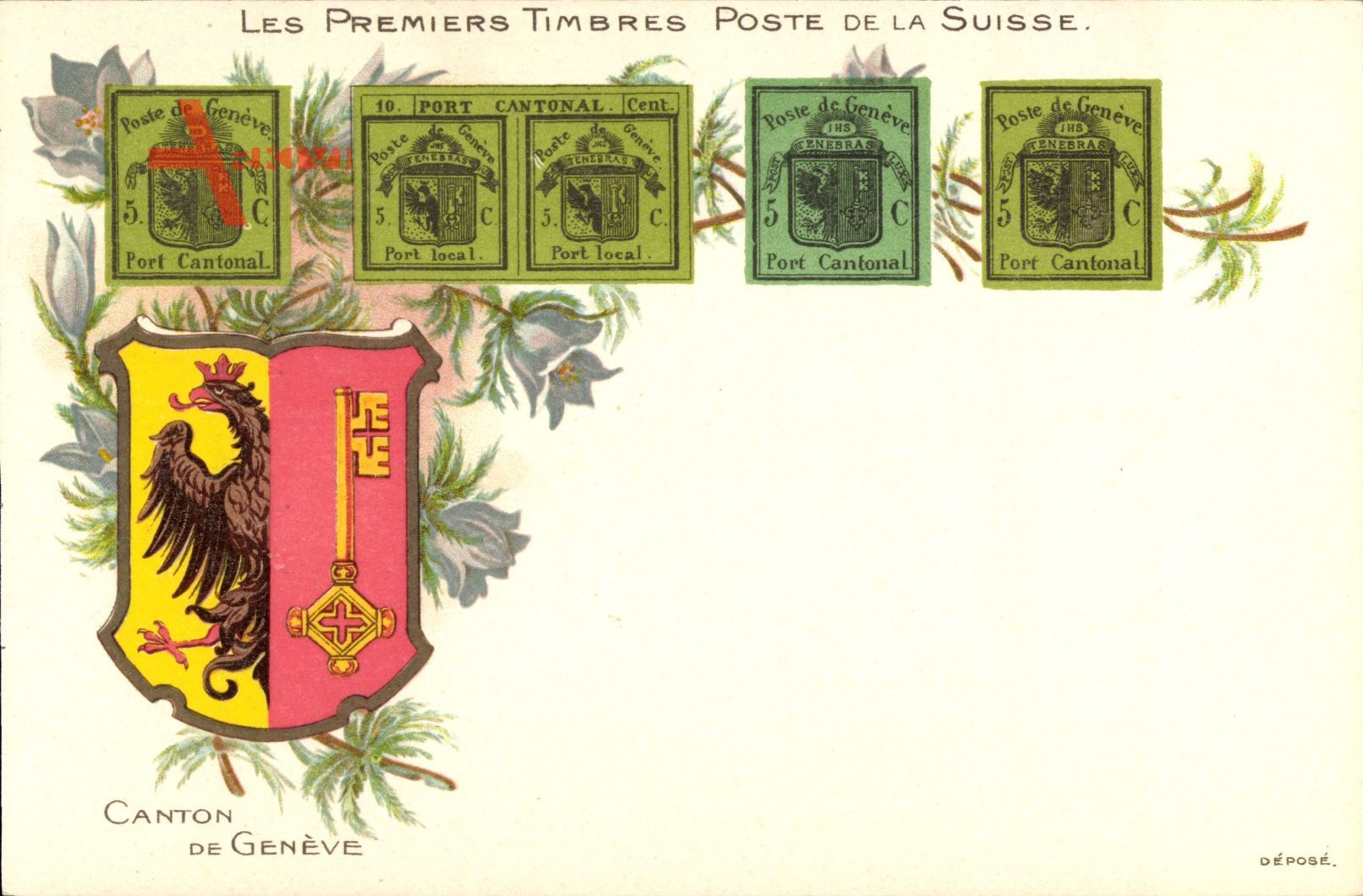 Briefmarken Les Premiers Timbres Poste de la Suisse, Helvetia, Genf