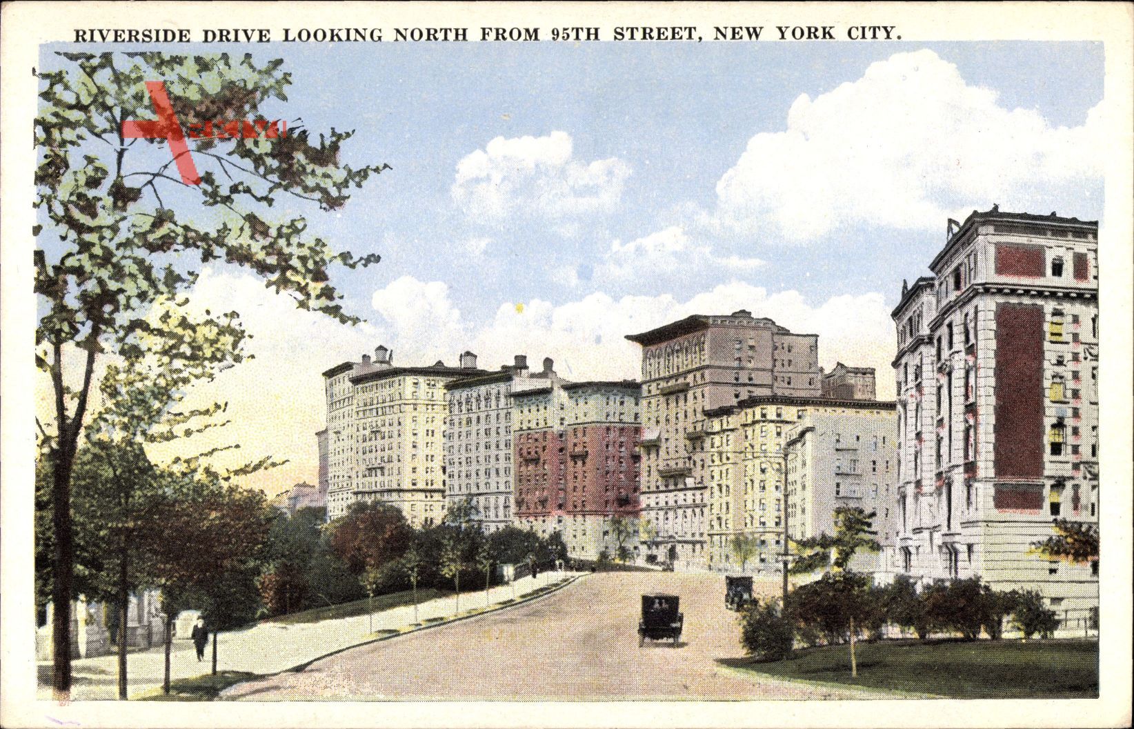 New York City USA, Riverside Drive looking North from 95 Street, car