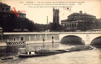 Paris, Vue sur la Seine vers le Théâtre du Châlet la Tour St. Jacques