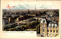Paris, La Seine, vue de la tour de St. Gervais, Eiffelturm, Brücken