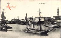 Riga Lettland, Der Hafen, Segelschiffe, Kirchtürme