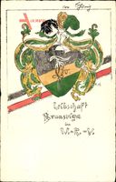 Handgemalt Studentika Leipzig, Leibschaft Brunsviga im W. K. V. Wappen