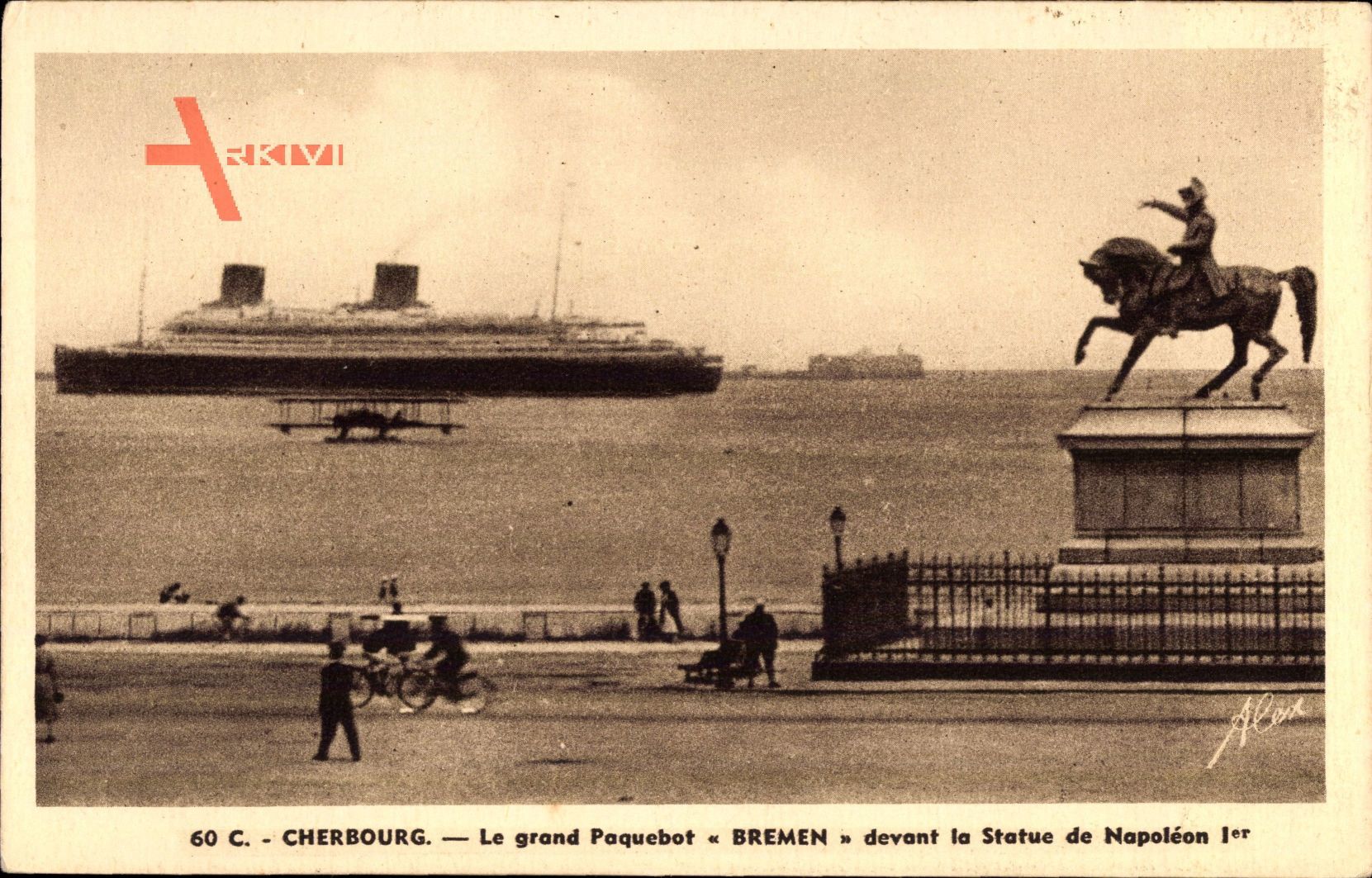 Cherbourg, Paquebot Bremen, Norddeutscher Lloyd Bremen, Statue de Napoleon