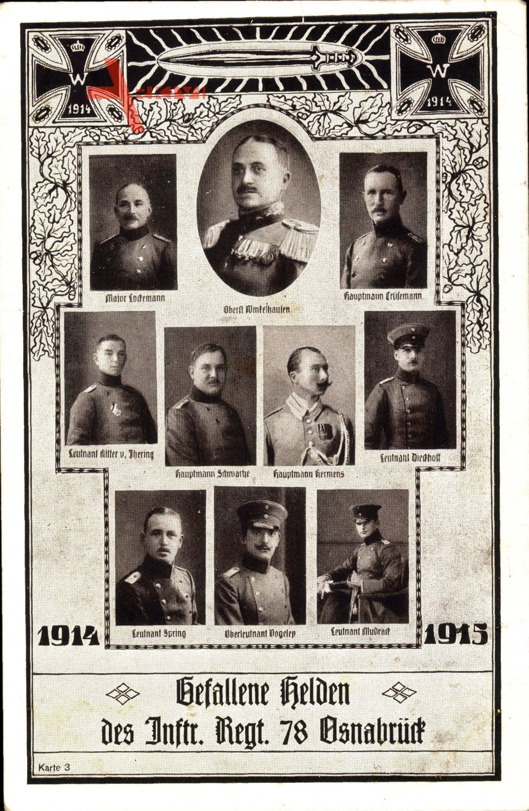 Regiment Osnabrück, Gefallene Helden des Inftr. Regt. 8, Oberst Wimtelhausen