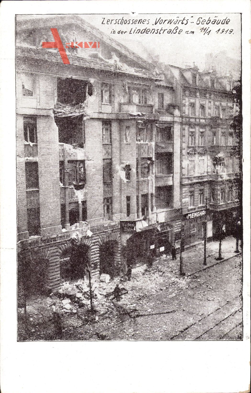 Berlin Kreuzberg, Vorwärts Gebäude i.d. Lindenstraße 1919, Märzkämpfe