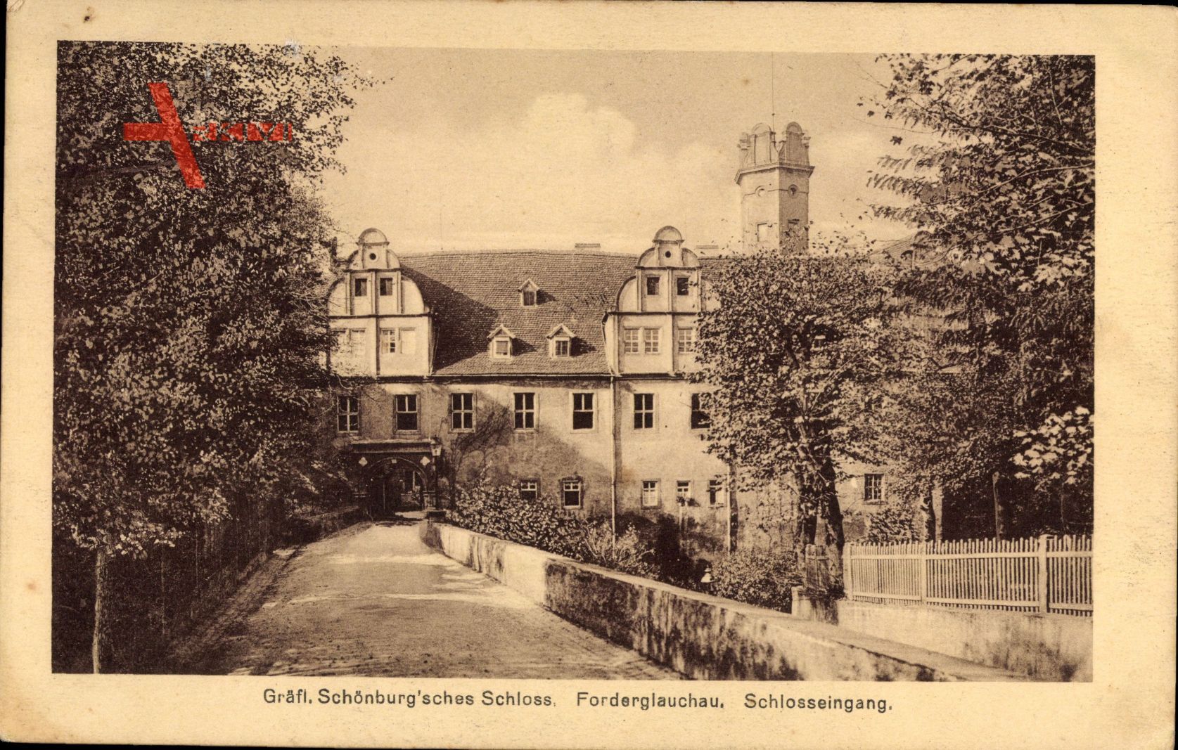 Glauchau, Blick auf Gräfl. Schönburgsches Schloss Forderglauchau, Eingang