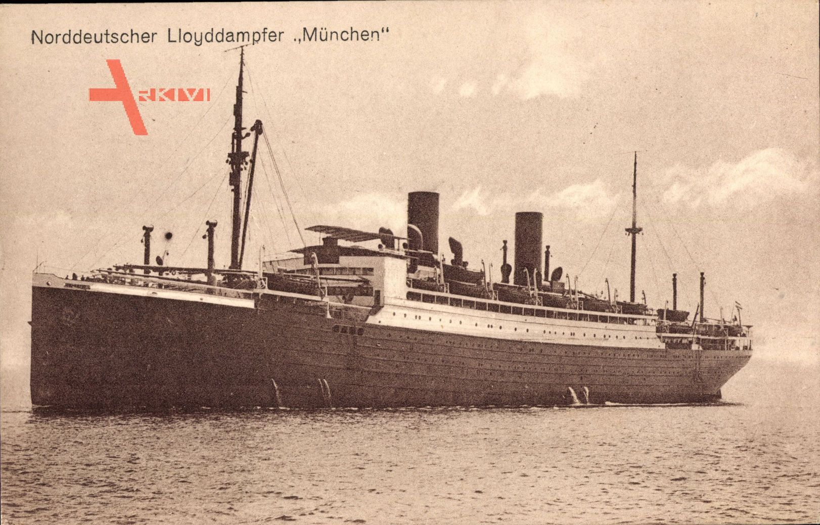 Dampfer München, Norddeutscher Lloyd Bremen, Ansicht Backbord