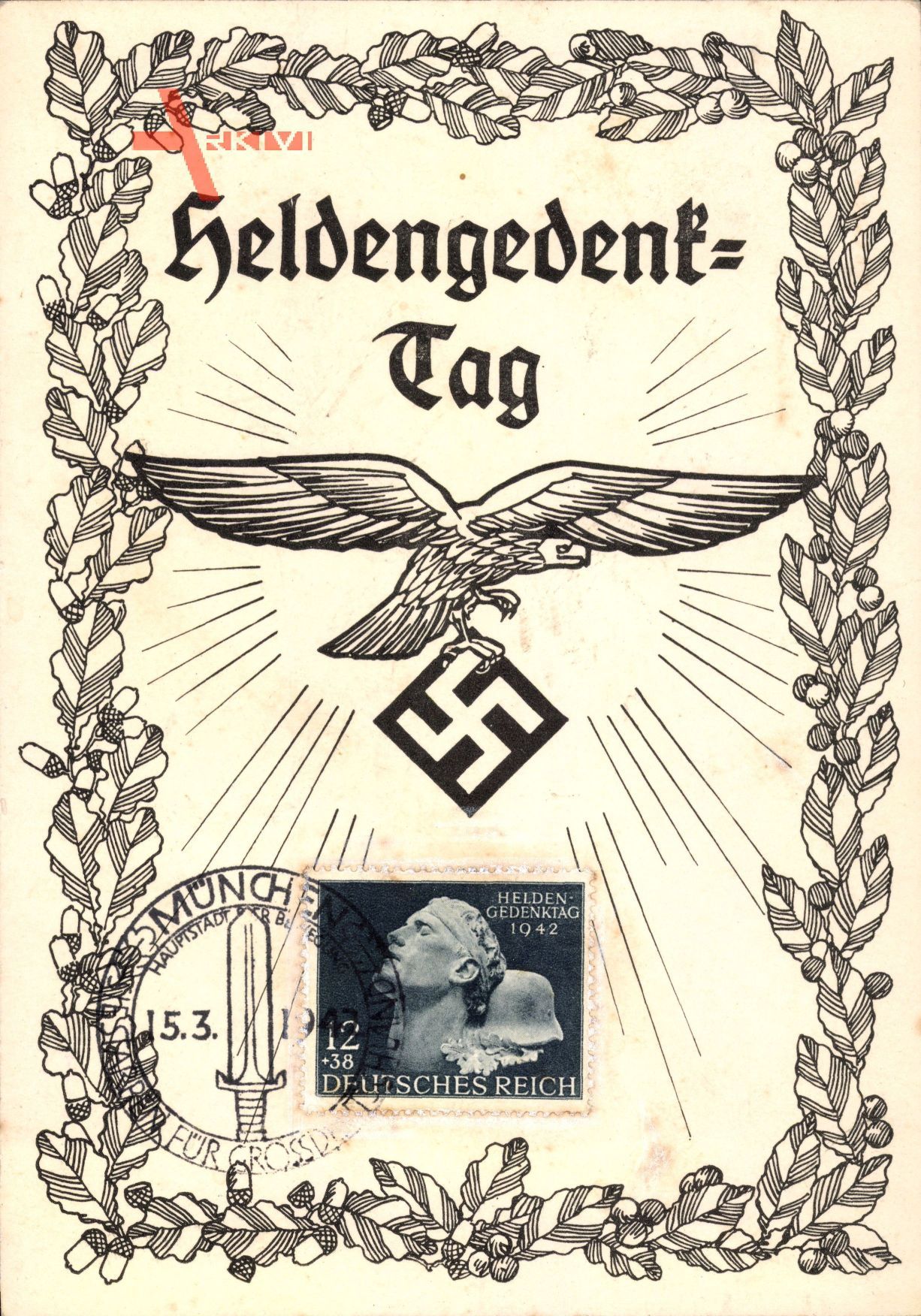 Heldengedenktag, München 1942, 12 Pfennig, Propaganda, Reichsadler