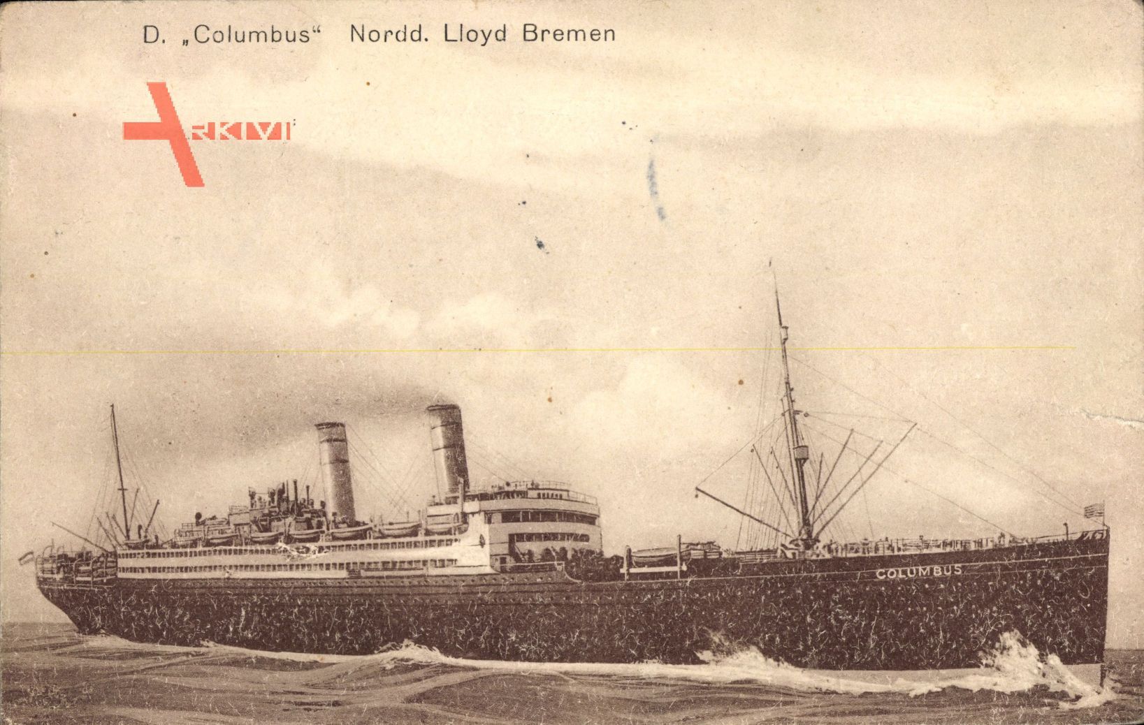 Dampfschiff Columbus, Norddeutscher Lloyd Bremen, Ansicht Steuerbord