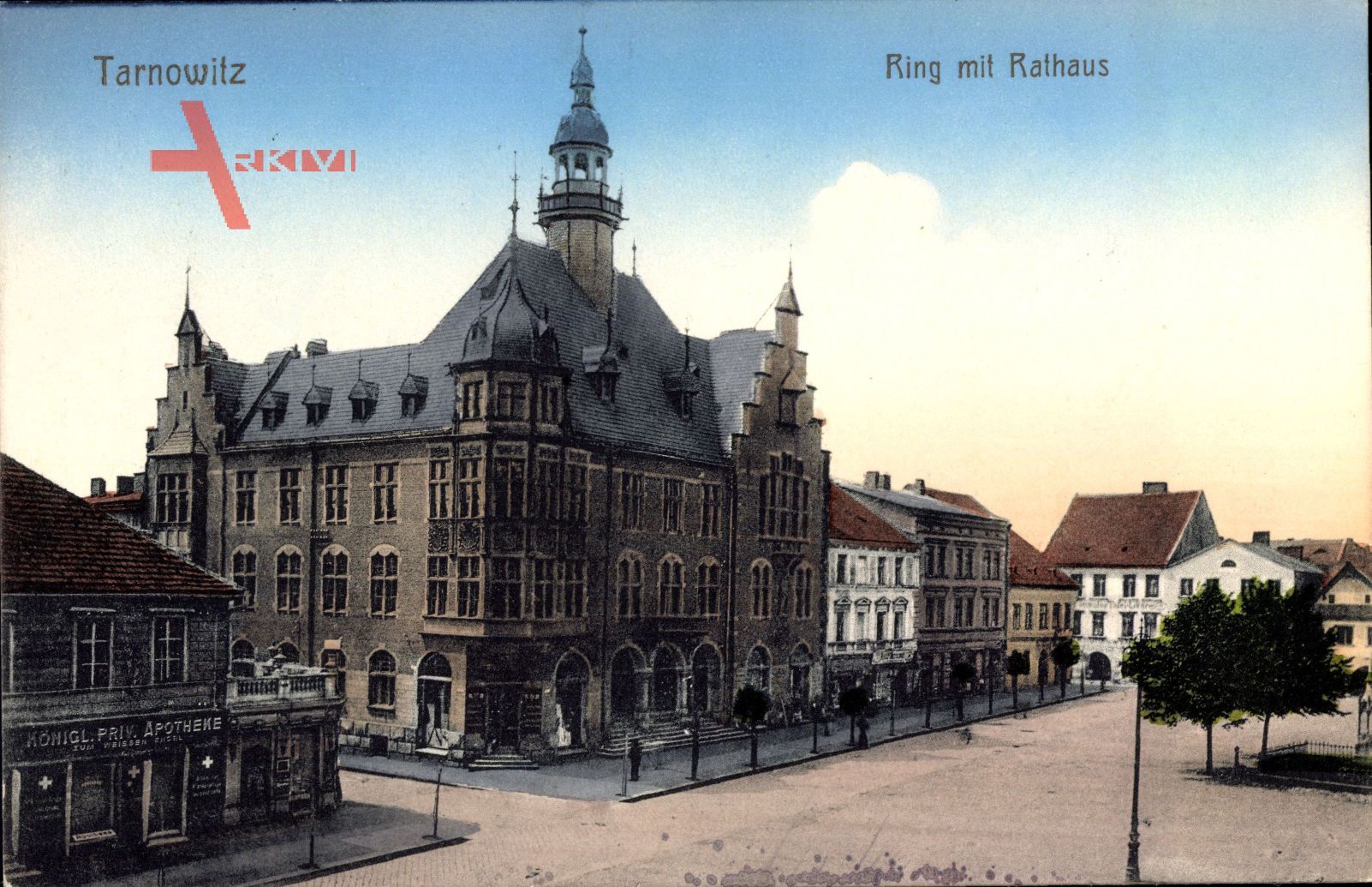 Tarnowskie Góry Tarnowitz Schlesien, Ring mit Rathaus, Ratusz, Rynek