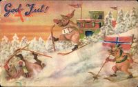 Frohe Weihnachten, Schweine fahren Ski, Norwegen, God Jul