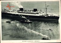 Dampfschiff Bremen, Norddeutscher Lloyd Bremen, Vogelschau, Schleppschiffe