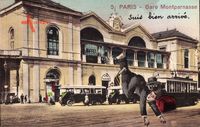 Paris, Gare Montparnasse, Straßenbahn, Bahnhof, Gestürzter Mann