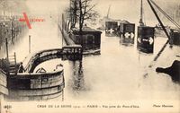 Paris, Crue de la Seine 1914, Pont d'Iéna, Hochwasser