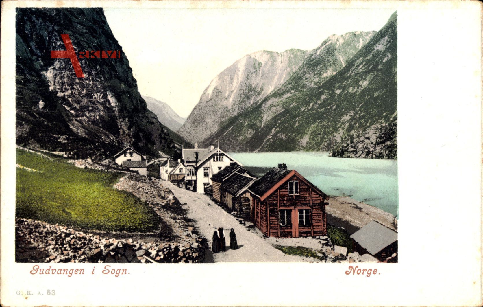 Gudvangen Sognefjord Norwegen, Häuser am Wasser