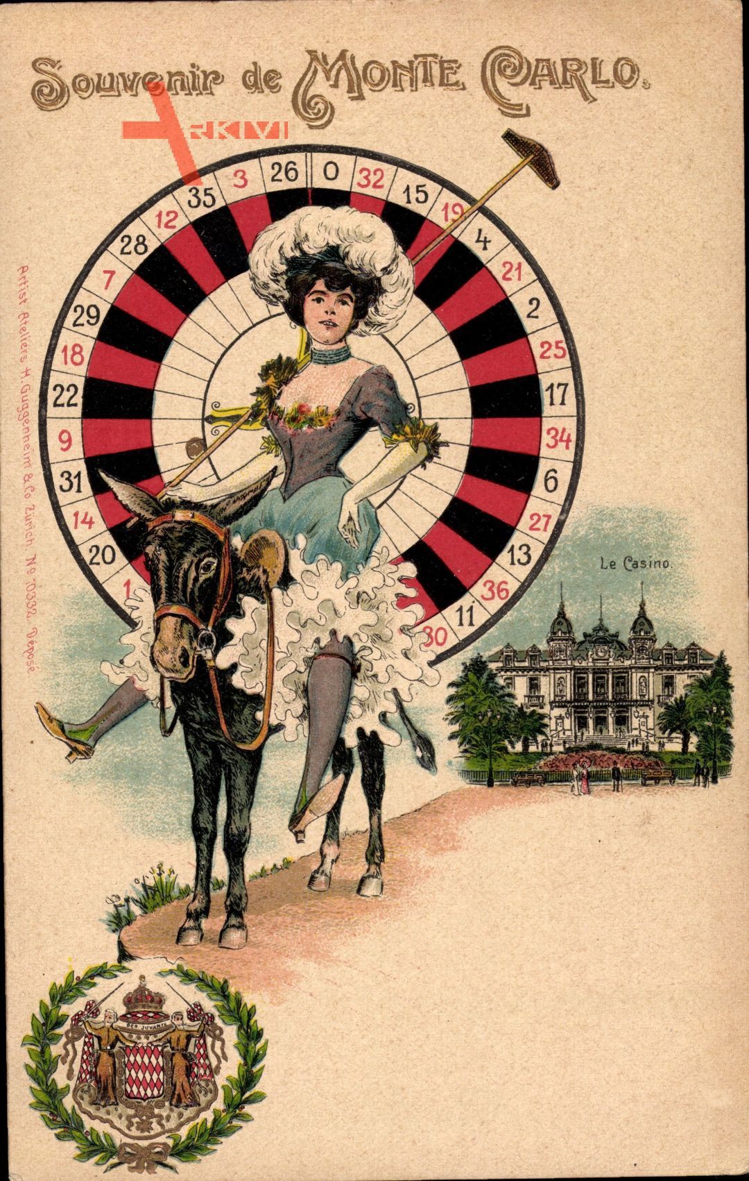 Monte Carlo Monaco, Casino, Roulette, Frau auf einem Esel